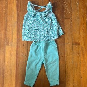 Turquoise sleeveless top and bottoms. Great summer outfit for 12 month old
